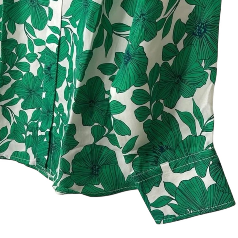 J.Crew Cupro-Blend Greenhouse Floral Blouse Classic Button Front Women’s Size 14 - Picture 4 of 9